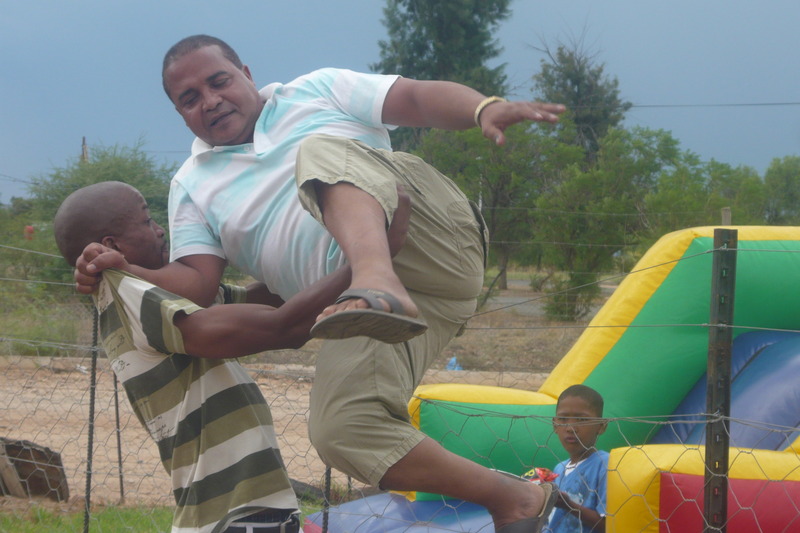 J -- (jumping the fence) (jumping castle)