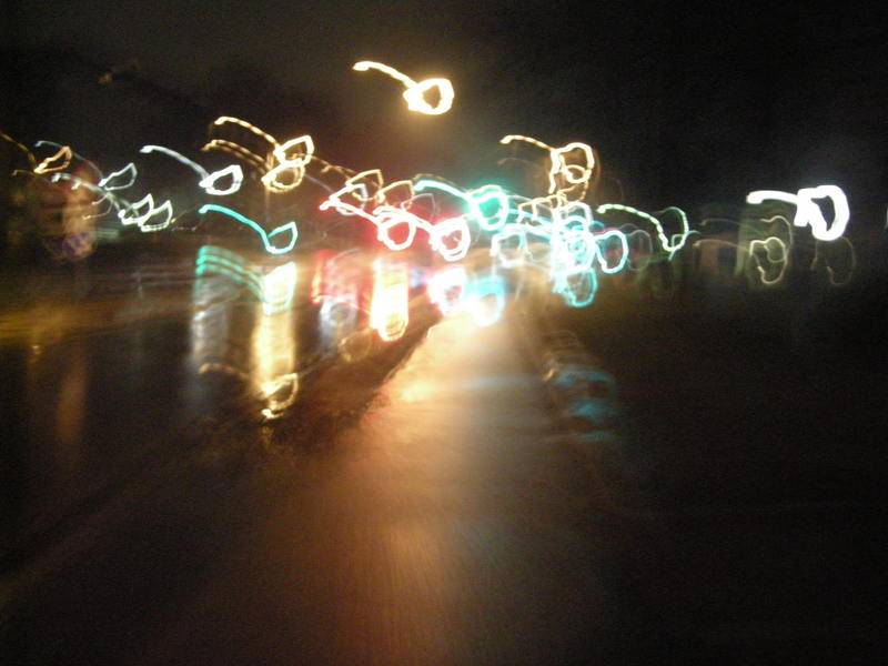 lights in the rain