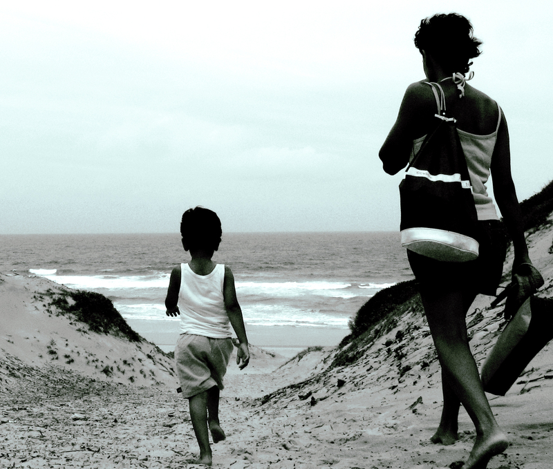 walking on the beach