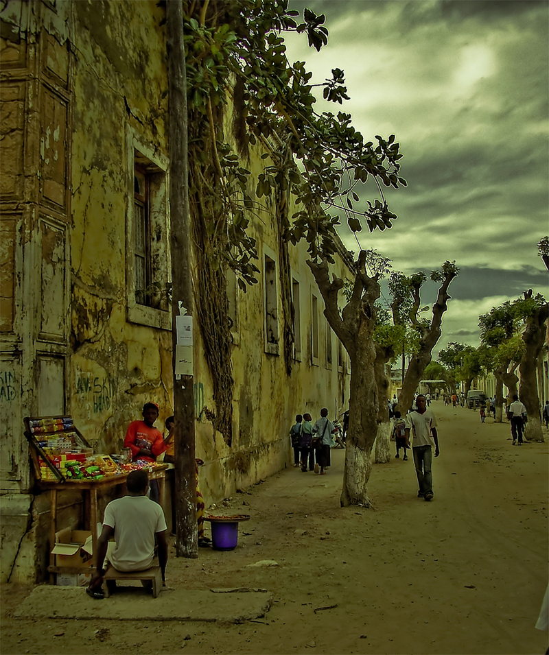 The Mozambique island  in a day of overcast sky