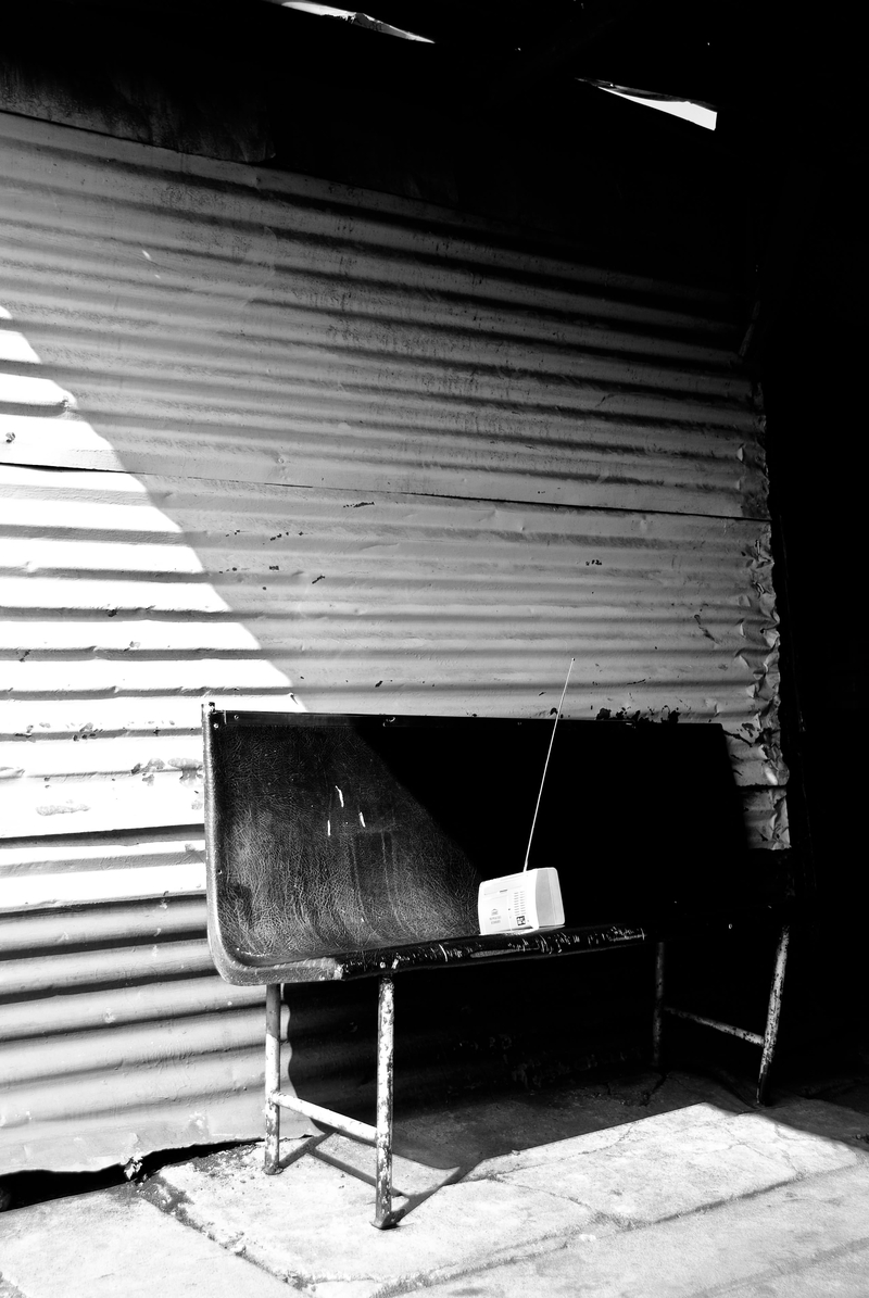 Transistor radio on the bench