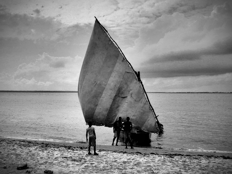The arrival of a sailboat