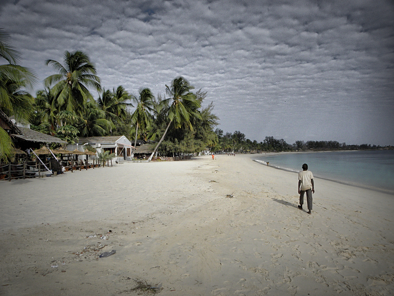 Walking on the beach.