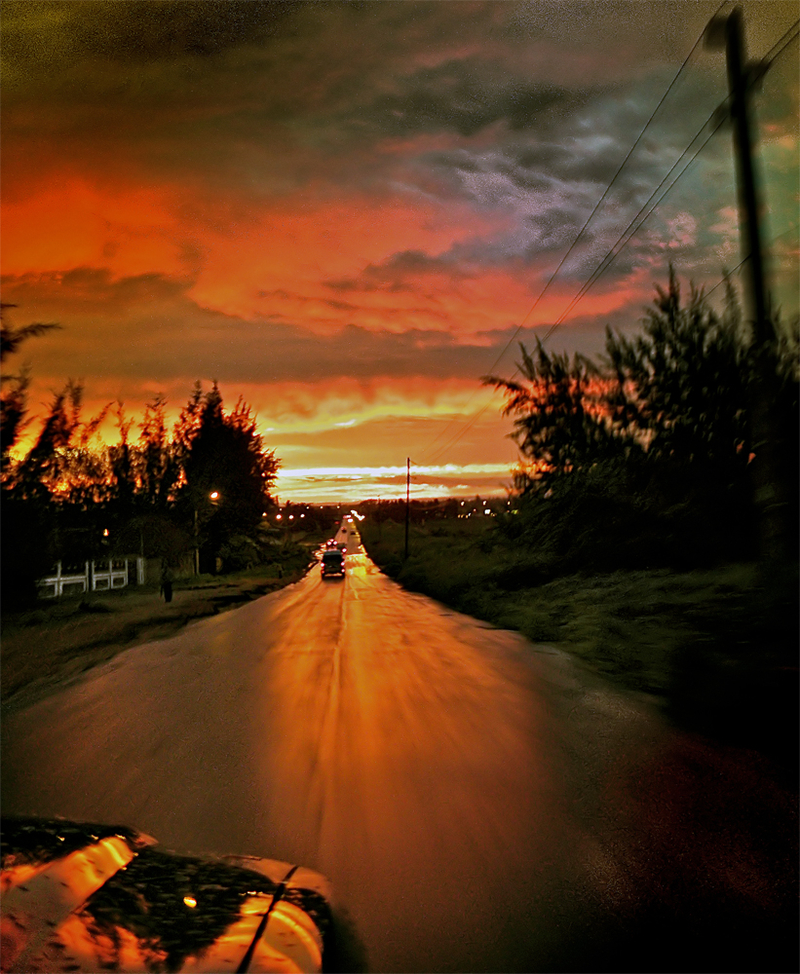 When the sun painting the road