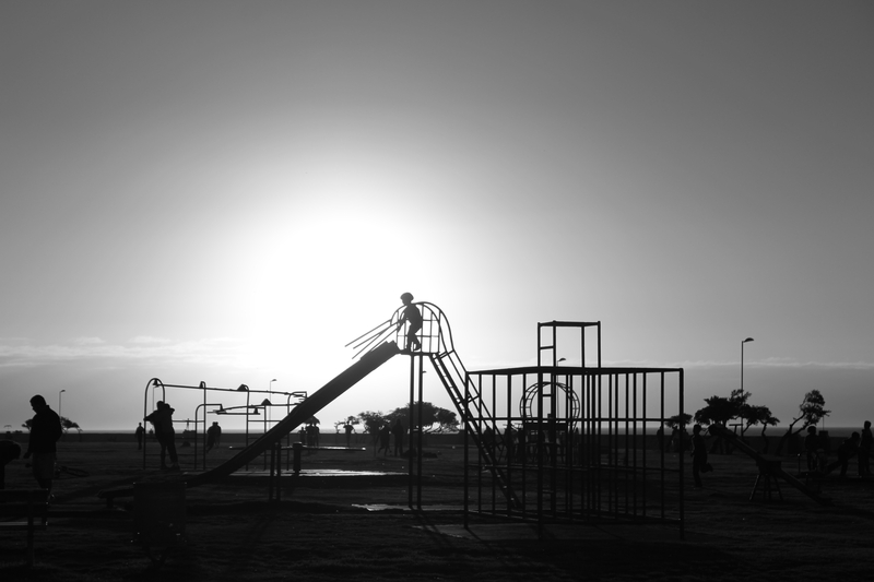 A shadow going down a slide