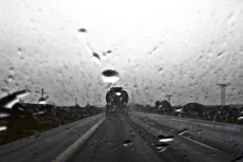 trucking in the rain