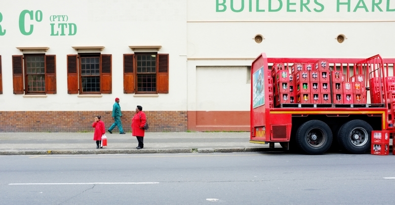 A truck, woman and girl.