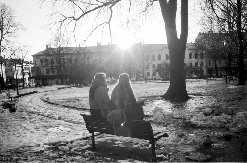 Two ladies having a chat in what used to be a very nice little park
