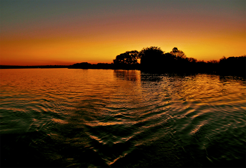 Sunset in Zambezi river.