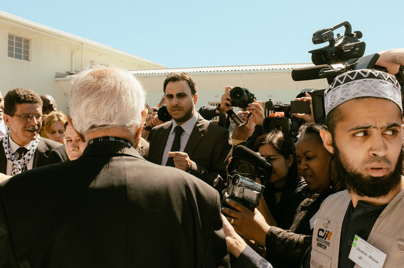 Ahmed (Kathy) Kathrada addresses journalists