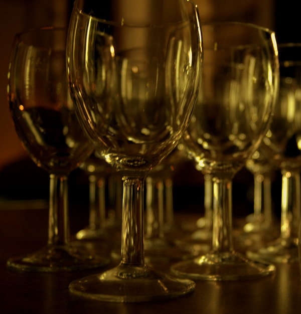 Empty wine glasses
