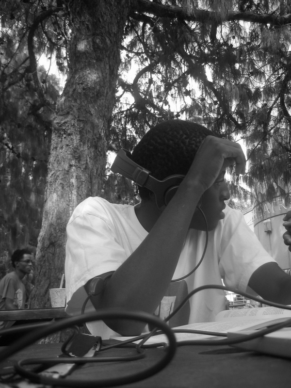 Alex Marvel listening to Hueman