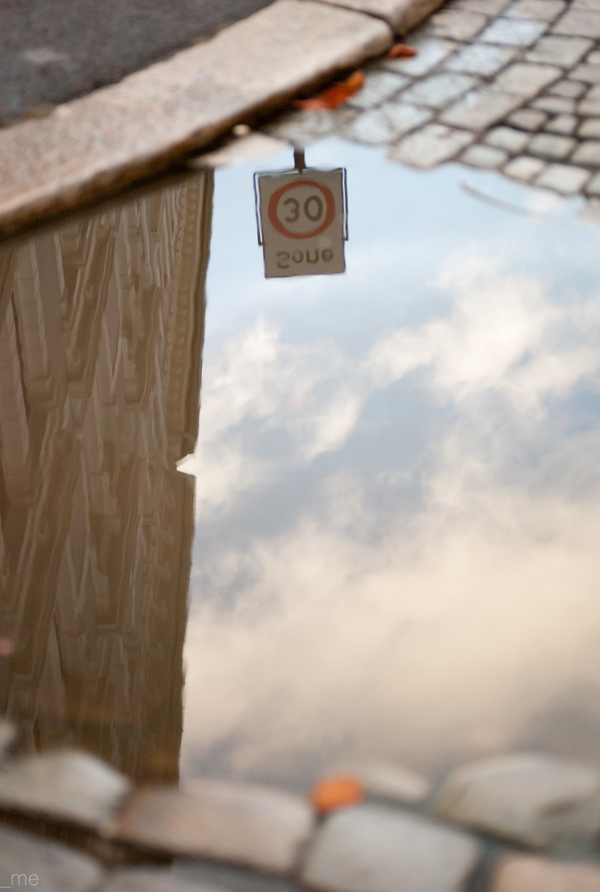 Reflections in a puddle on Frognerveien